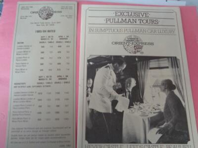 1983 Orient-Express Pullman Tours and Rate Card