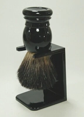 Rasierpinsel Dachshaar 20 mm schwarz mit Halterung - HANS BAIER made in Germany