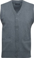 Mens V Neck Sleeveless Jumper Button Up Sweater Tank Top Cardigan Casual M - 2XL
