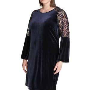 tommy hilfiger black dress with lace sleeves