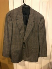 OXXFORD CLOTHES MADE IN USA SIZE 44 L GRAY CHARCOAL PLAID