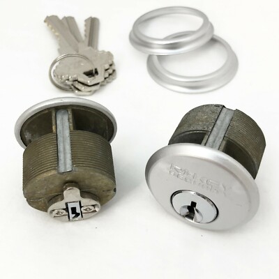 2 New Mortise Lock Cylinders 1'' for Store Front Door Adams Rite Brass & 3 Keys