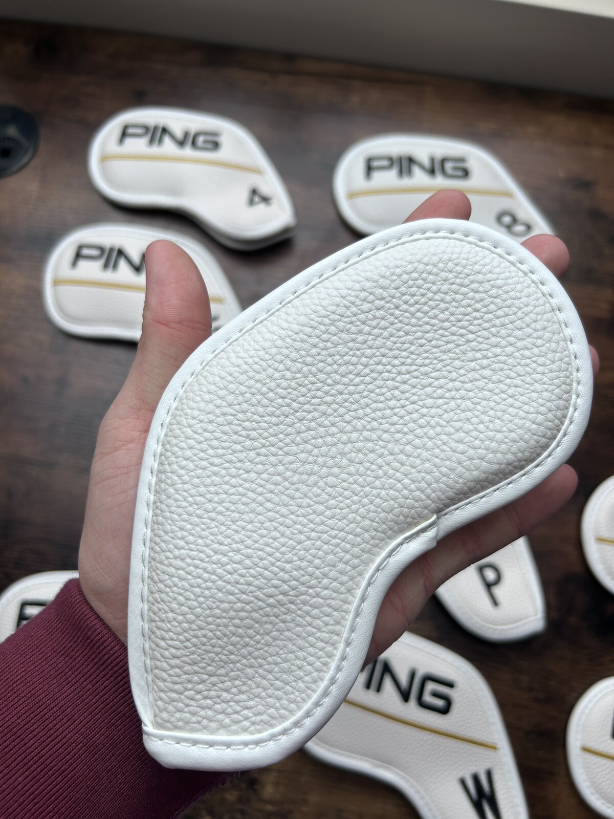 10PCS 49PWUS Golf Club Ping Iron Head Cover Leather White Classic