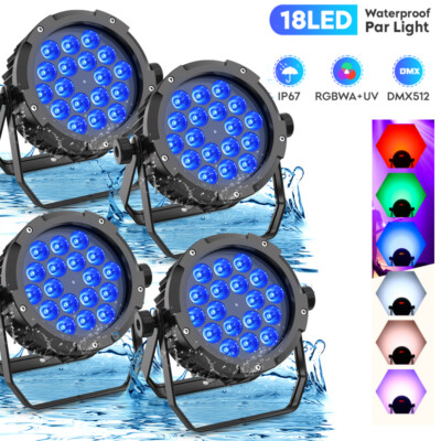 270W Party Light Waterproof RGBWA UV 18LED Par Light DMX Stage Lighting w/Case