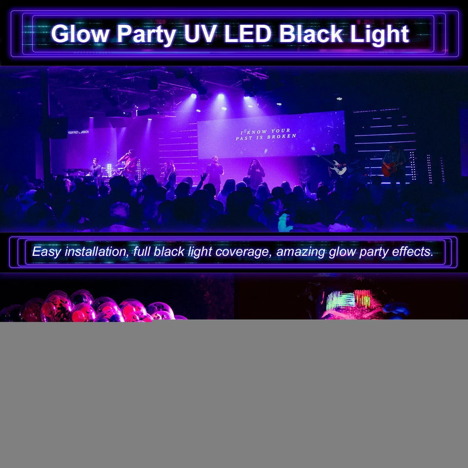 150W LED Black Light Neon Glow Party Stage Halloween Fluorescent Poster Stage - Image 3 of 4