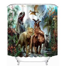 Big Dinosaurs In Forest 3D Shower Curtain Polyester Bathroom Decor Waterproof