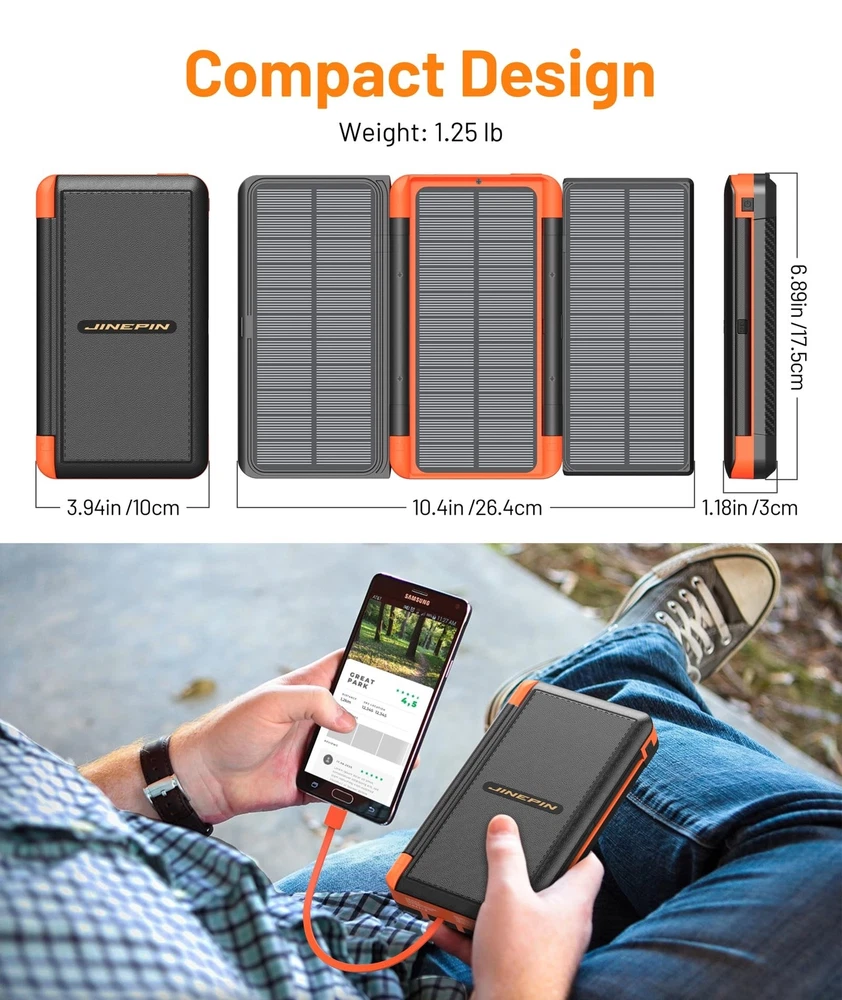 Power Bank Solar Charger 46800mAh Built in 4 Cables 3 Foldable Solar Panels, ... Power Bank Solar Charger 46800mAh Built in 4 Cables 3 Foldable Solar Panels, ...