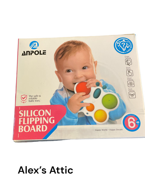 Anpole Kids Silicone Dimple Busy Board Toy for 0-3 Y, Baby Sensory Toys Flipping