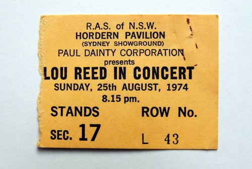 AC/DC LOU REED 25TH AUG 1974 SYDNEY MEGA RARE TICKET DAVE EVANS BEFORE ...