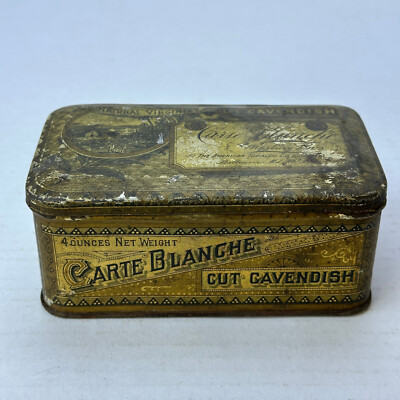 Carte Blanche Cut Cavendish American Tobacco Co Tin Empty Vintage Virginia