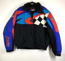 90s Polaris Indy Thermolite Sz Xl Snowmobile Jacket Coat Checkered Blue Women