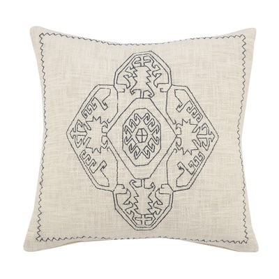 20'' X 20'' Off-White And Navy 100% Cotton Abstract Zippered Pillow