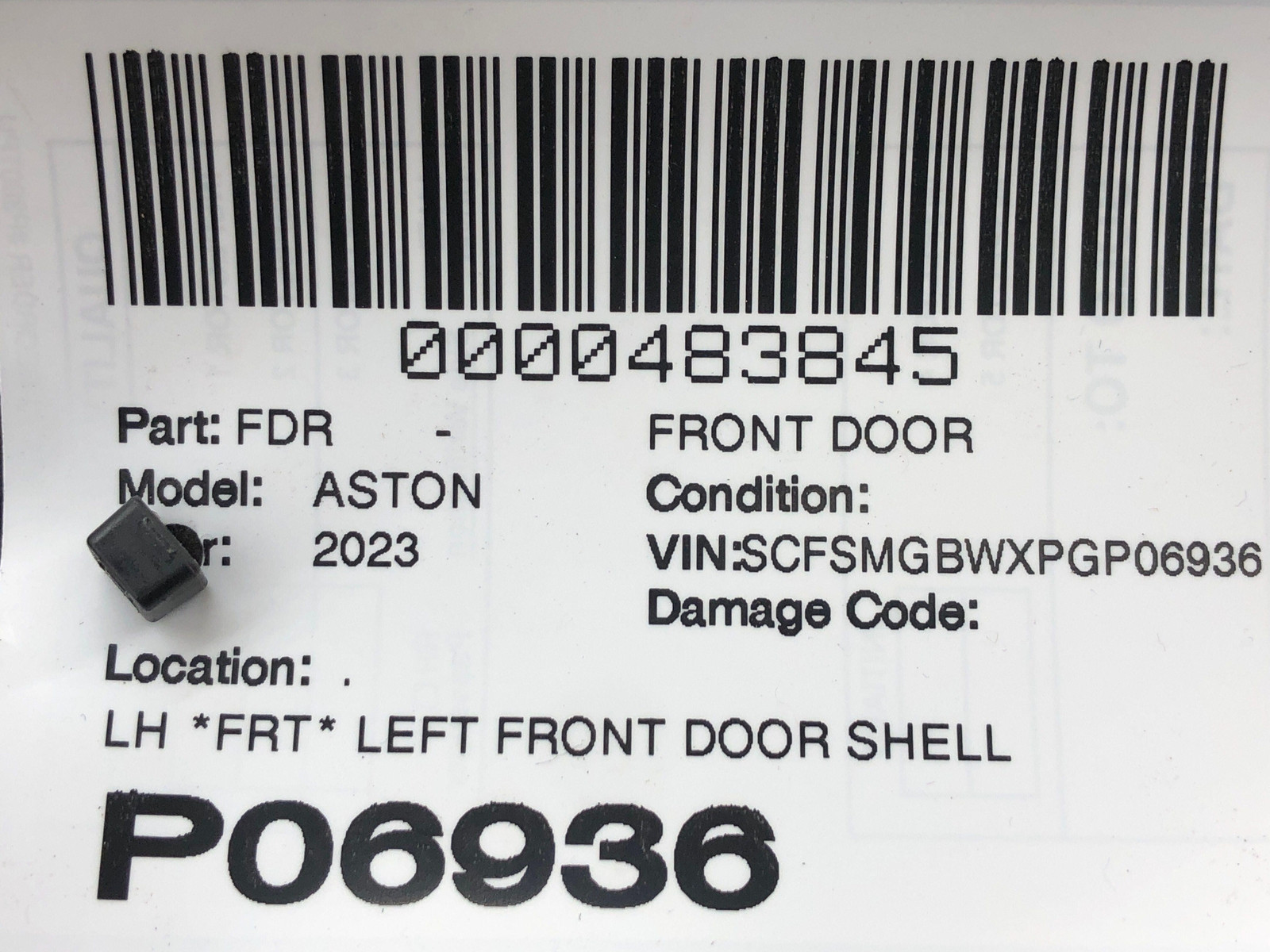 Aston Martin Vantage 2020-2023 Front Left Door shell