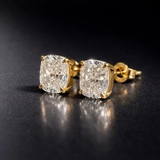 14k Yellow Gold Plated 2Ct Cushion Cut Lab Cr...