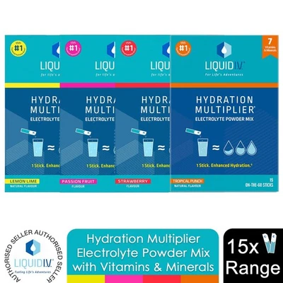 Liquid I.V. Hydration Multiplier Elektrolyt Pulver Mix Nahrungsergänzungsmittel, 15 Beutel
