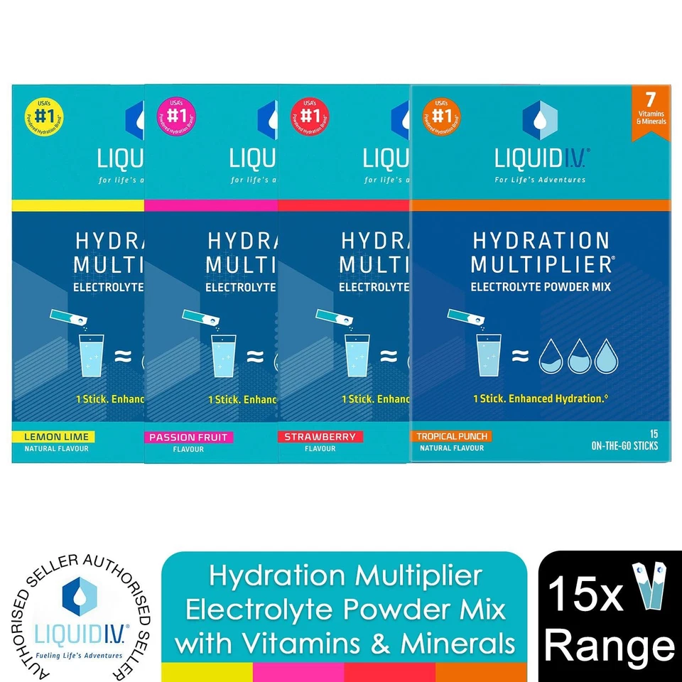 Liquid I.V. Hydration Multiplier Electrolyte Powder Mix Supplements, 15 Sachets