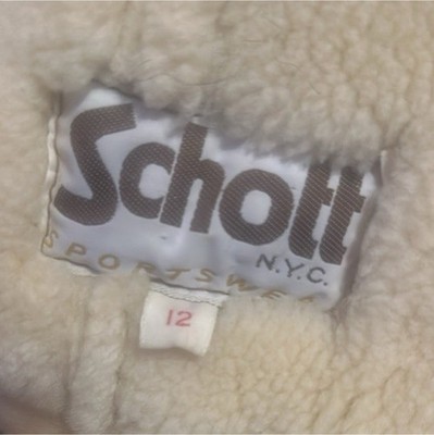 Schott NYC Shearling Suede Coat Beige Heavyweight Button Mid-Length Size 12