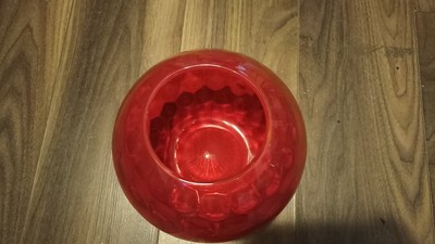 Rote Glasvase Kugel 7'' rot handgefertigt Daumenabdruck