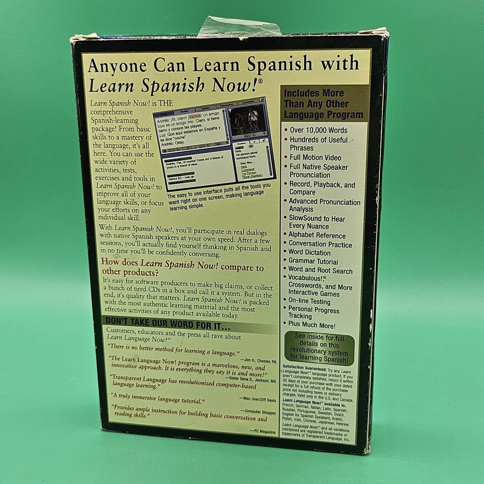 ¡Aprende español ahora! PC Windows/Mac CD-ROM Idioma Transparente PC de Lujo Completo Foto 2 de 3