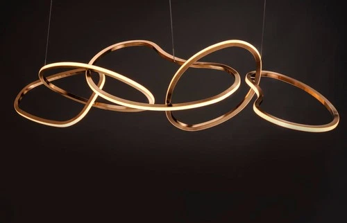 ET2 Unity 55" Brushed Champagne LED Modern Rings Pendant Light - Picture 4 of 10