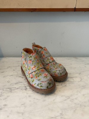 Oilily Boots Girls Size 8 Blue Floral Strap Detail Made Italy EU 25 Ankle Bootie