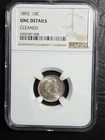 Beautiful 1892 Barber Dime NGC Graded UNC Details