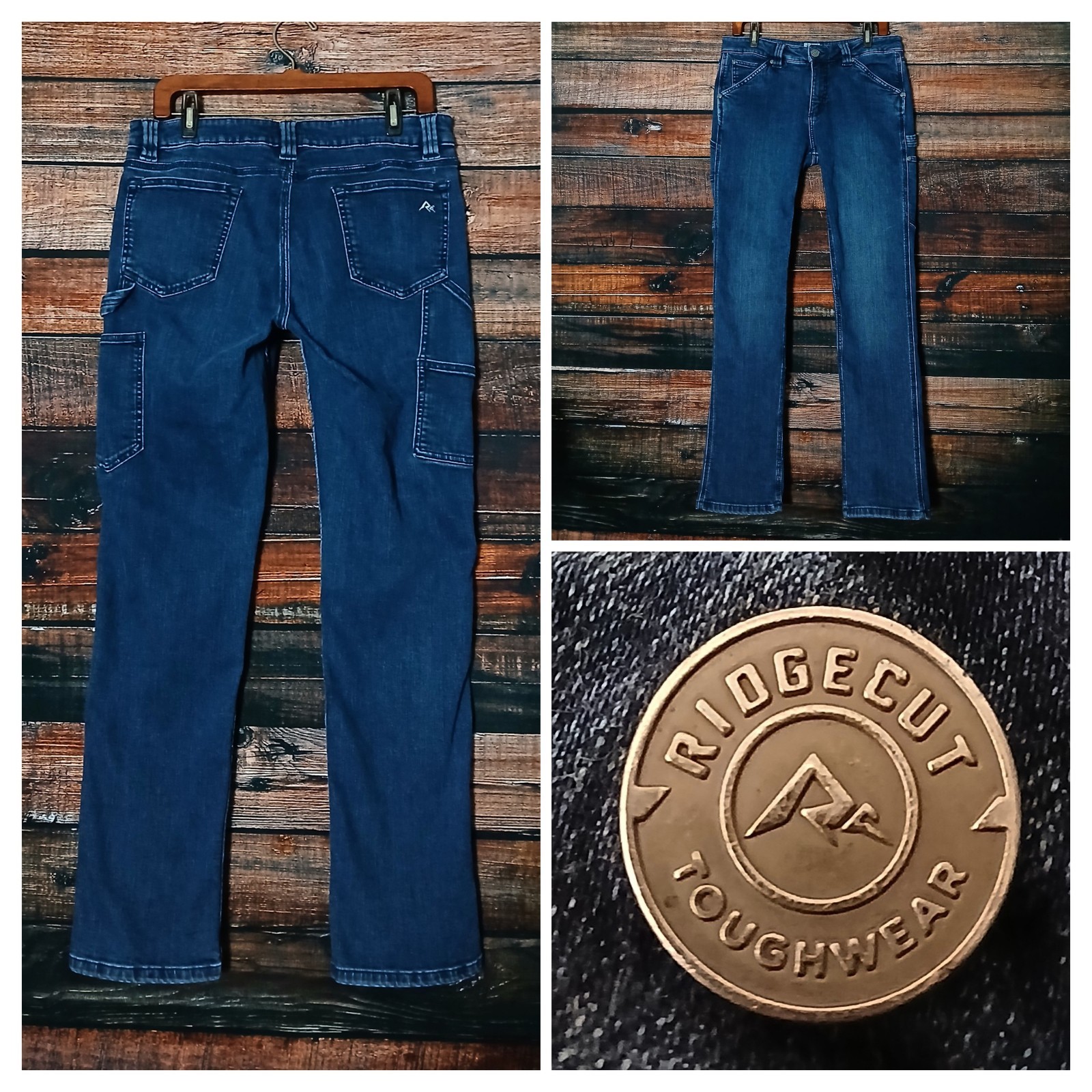 Ridgecut Toughwear Utility Jeans Size 10 Slim Mid Rise Dark Blue Denim Stretch