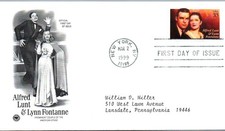 U.S FIRST DAY COVER SET OF (4) DIFFERENT ENVELOPES OF 1999 WITH LYNN FONTANNE