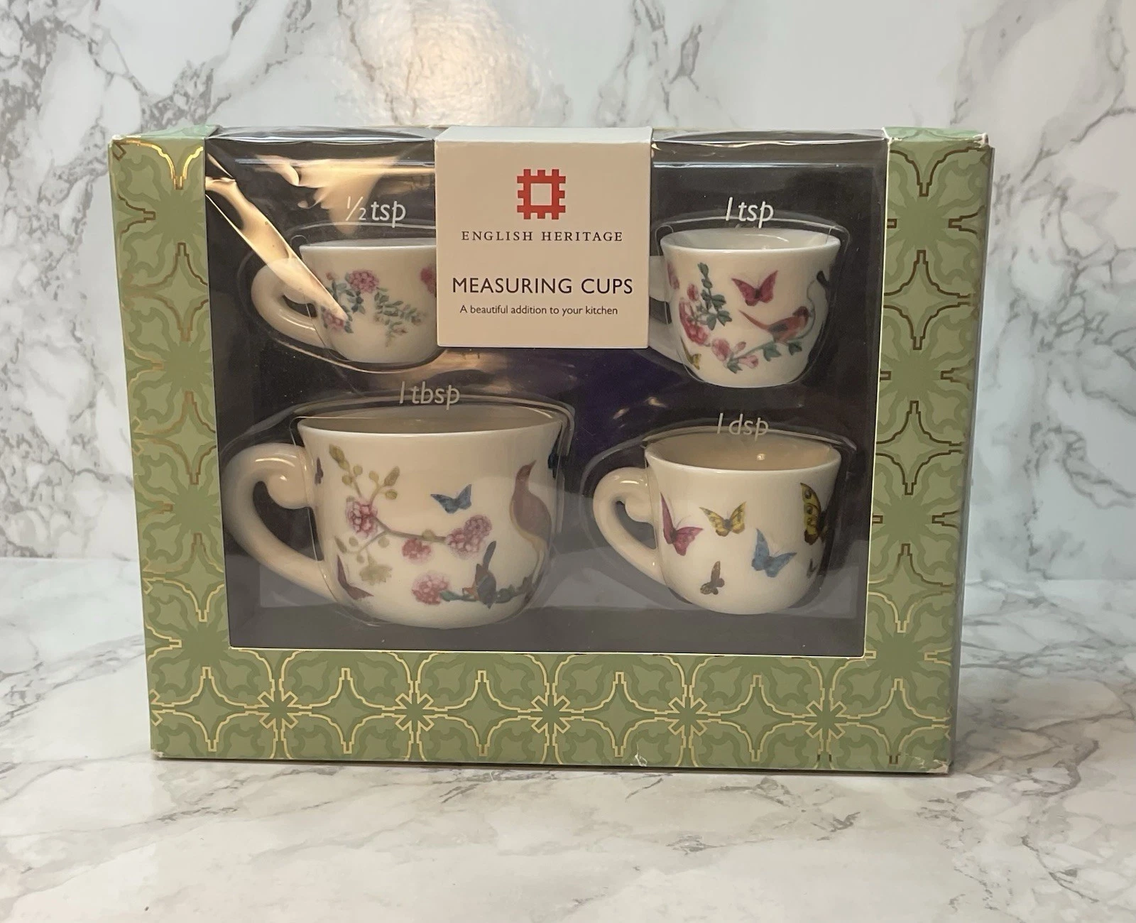 English Heritage : Set Of Four Decorative Fine Ceramic Measuring Cups