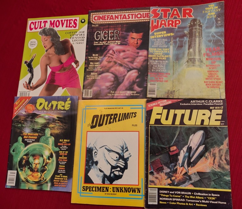 6 Sci-fi  Movie Mags, Gd To Fair Cond. Rare "Star Warp" Mag, Barbarella on Back