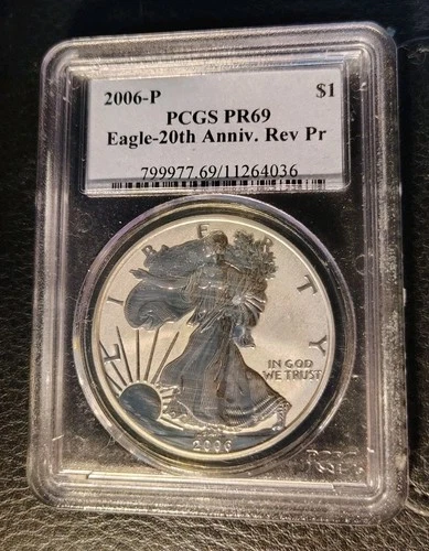 2006-P American Silver Eagle PCGS PR69 20th Anniversary Reverse Proof