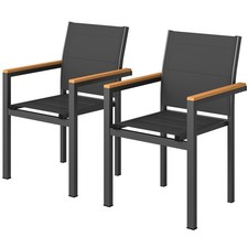 Outsunny 2 Sedie Esterno Impilabili con Seduta/Schienale Imbottiti, Grigio Scuro