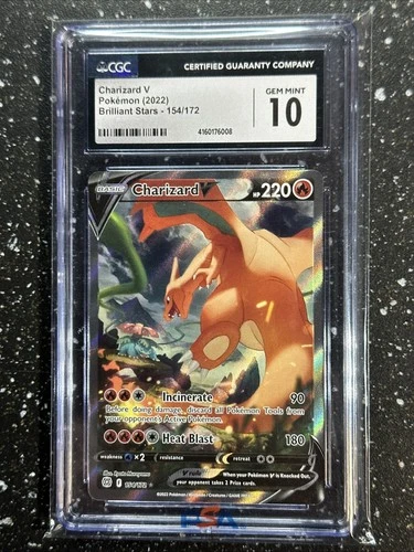 2022 POKEMON BRILLIANT STARS 154/172 CHARIZARD V CGC 10 GEM MINT