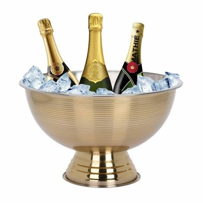 Große gold gerippte Party Bowle Schale Champagner Wein Bier Cool Eiskübel Schale