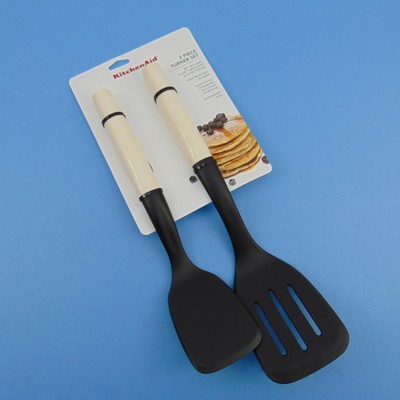 KitchenAid Short Spatula Slotted Turner Cooking Set Cream White KQ359OHACA