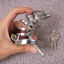 Male Stainless Steel Chastity Cage Device with Tube Lockable Slave Bondage Ring