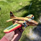 Bandai Japan 1950'S "DOUGLAS WORLD AIRLINES" Tin Litho Airplane Toy with Antenna