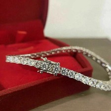Round Cut 5 Ct Natural Diamond Tennis Bracele...