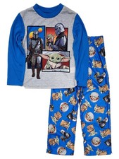 Star Wars Boys Blue Mandalorian Baby Yoda Pajamas Sleep Set Small 6