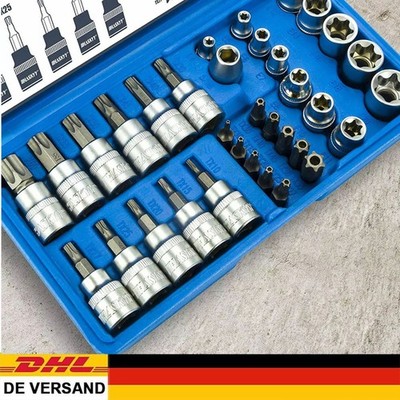 34tlg Torx Steckschlüssel Set mit Sicherungs Bits 3/8 5/16 Antrieb Für Auto