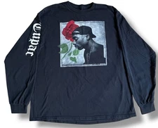 Tupac Shakur 2Pac T-Shirt Men's XL Long Sleeve Rose Music Graphic Black Rap Tee