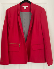 Chico's Women's Open Front Lined Red Blazer Size 2