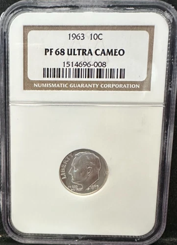 1963 Proof Roosevelt SILVER Dime NGC PF68 ULTRA CAMEO