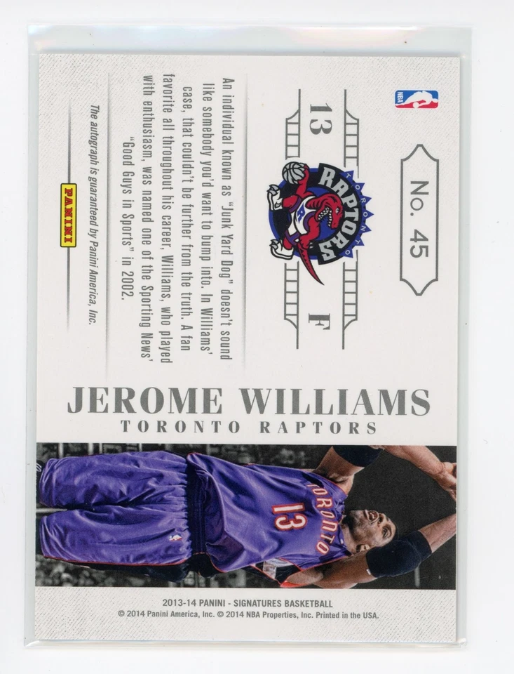 2013-14 Panini Signatures Endorsements Jerome Williams Auto 01/10 Raptors NBA Foto 2 de 2