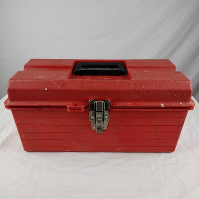 #ad Contico Tuff Box Red Plastic Tool Box Made in USA 16quot;x8quot;x8quot; $40.00