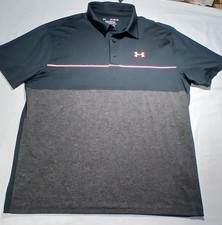 Under Armour The Playoff Polo Shirt Mens Loose Fit Black over Gray Extra Large