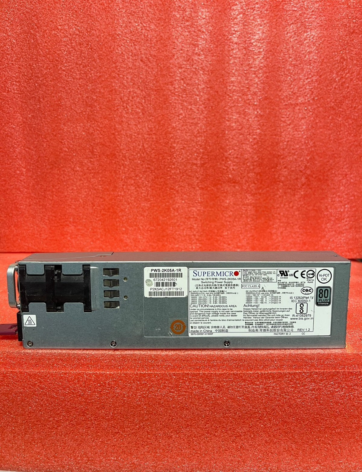 Supermicro 1U PWS-2K05A-1R 2000W PSU 80 Plus Titanium Redundant Power Supply