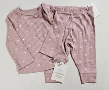 🩷 0/3 Months Cotton Pink Shirt And Pants Set By Cloud Island NWT *FREE SHIPPING