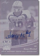2011 SONY MICHEL Leaf US Army All-American Auto Plate 1/1 GEORGIA BULLDOGS