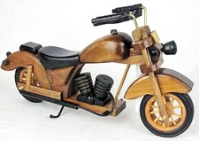 Hand Crafted Wooden Motorcycle Bike Chopper 12" x 5-3/4" Office Man Cave Decor